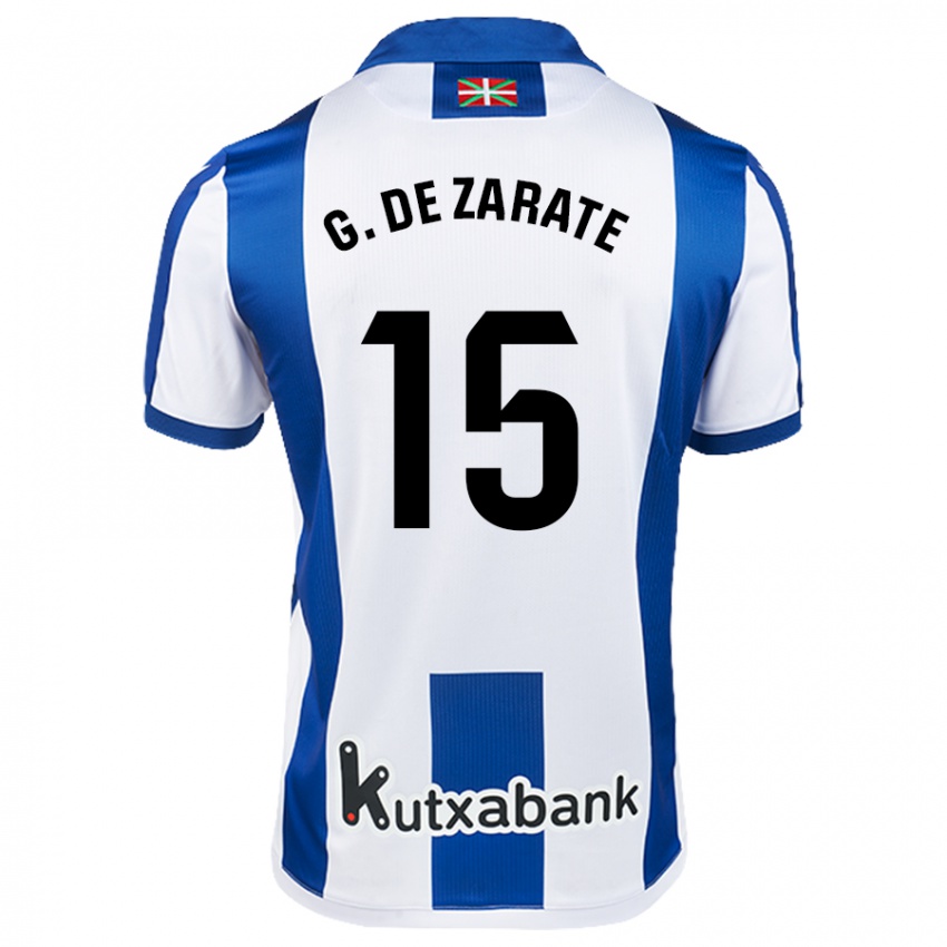 Niño Camiseta Urko González De Zarate #15 Blanco Azul 1ª Equipación 2024/25 La Camisa Perú