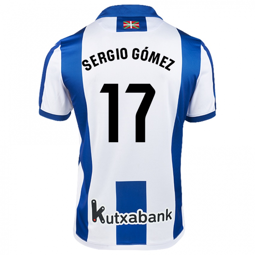 Niño Camiseta Sergio Gómez #17 Blanco Azul 1ª Equipación 2024/25 La Camisa Perú