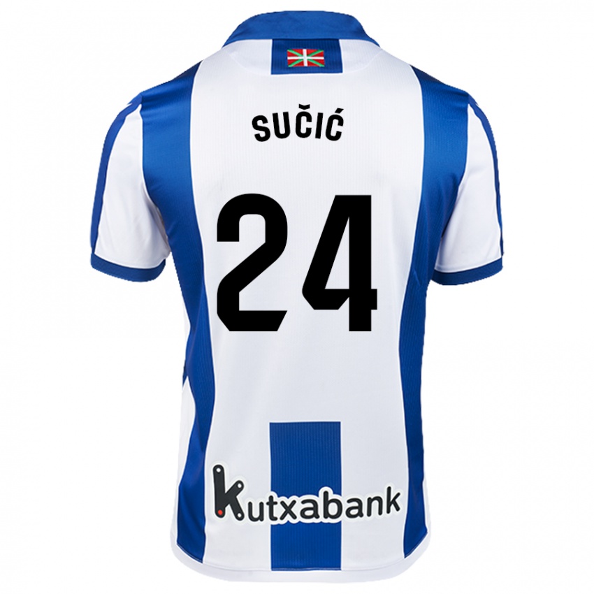 Niño Camiseta Luka Sucic #24 Blanco Azul 1ª Equipación 2024/25 La Camisa Perú