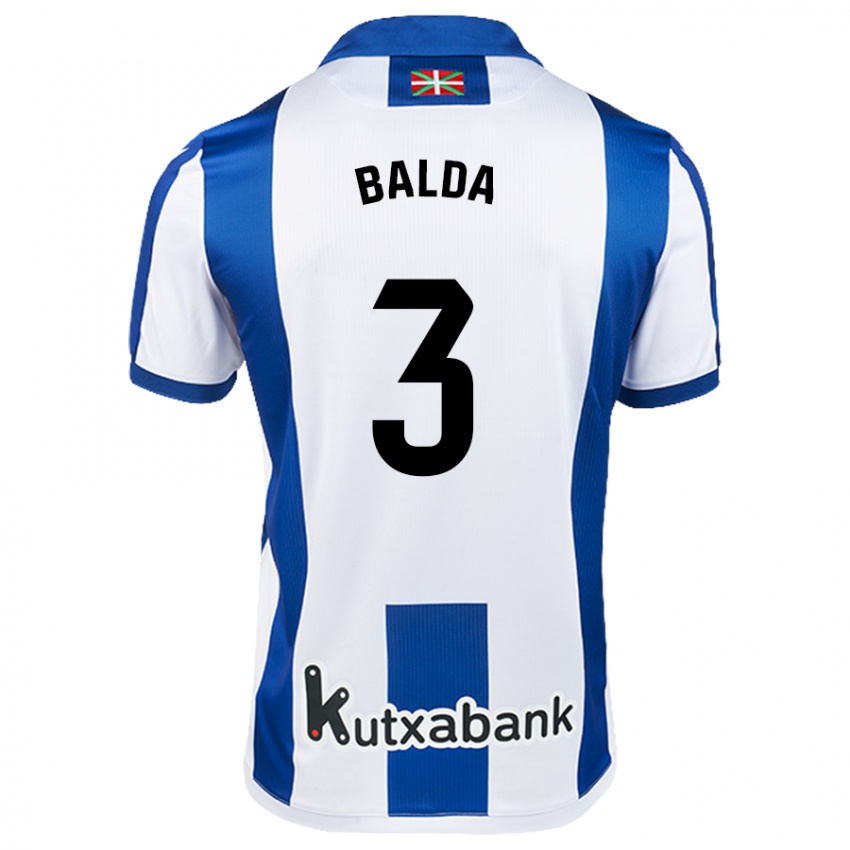 Niño Camiseta Jon Balda #3 Blanco Azul 1ª Equipación 2024/25 La Camisa Perú