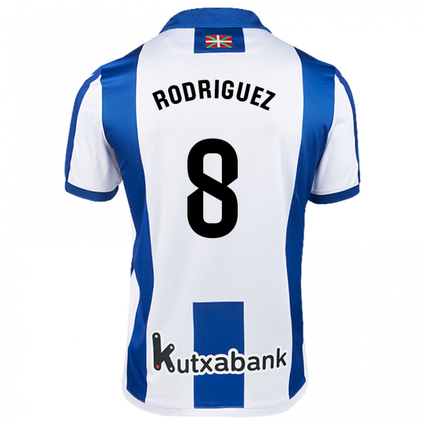 Niño Camiseta Mikel Rodriguez #8 Blanco Azul 1ª Equipación 2024/25 La Camisa Perú