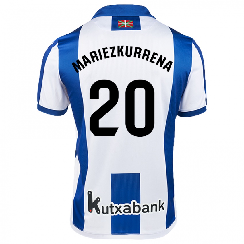 Niño Camiseta Arkaitz Mariezkurrena #20 Blanco Azul 1ª Equipación 2024/25 La Camisa Perú