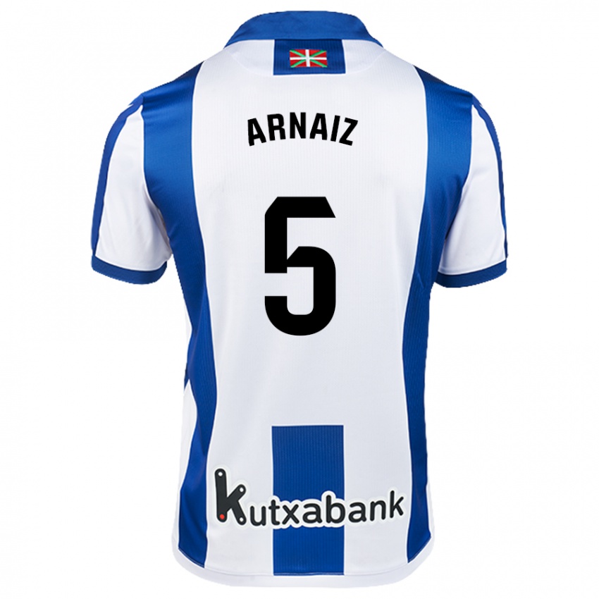 Niño Camiseta Iris Arnaiz #5 Blanco Azul 1ª Equipación 2024/25 La Camisa Perú