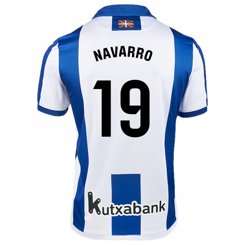 Niño Camiseta Lorena Navarro #19 Blanco Azul 1ª Equipación 2024/25 La Camisa Perú