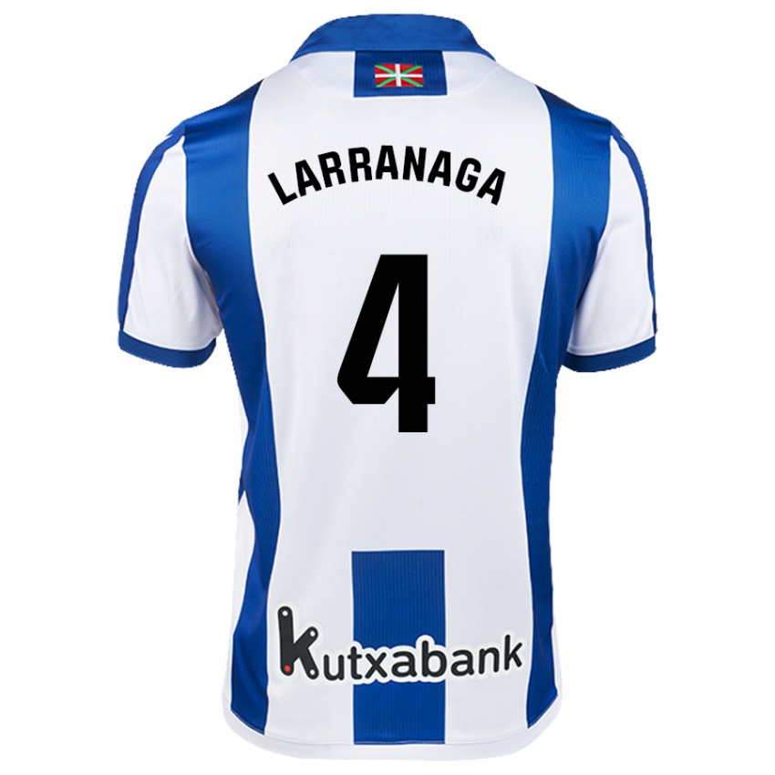 Niño Camiseta Aitor Larrañaga #4 Blanco Azul 1ª Equipación 2024/25 La Camisa Perú