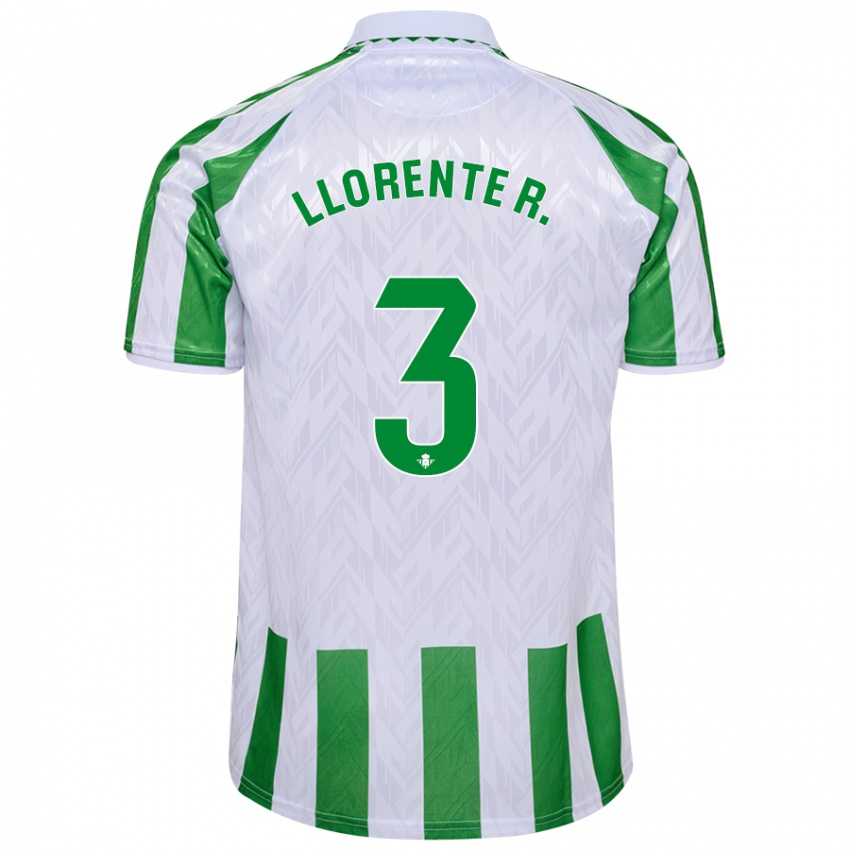 Niño Camiseta Diego Llorente #3 Verde Rayas Blancas 1ª Equipación 2024/25 La Camisa Perú