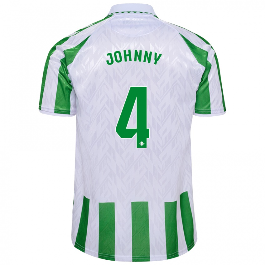 Niño Camiseta Johnny Cardoso #4 Verde Rayas Blancas 1ª Equipación 2024/25 La Camisa Perú