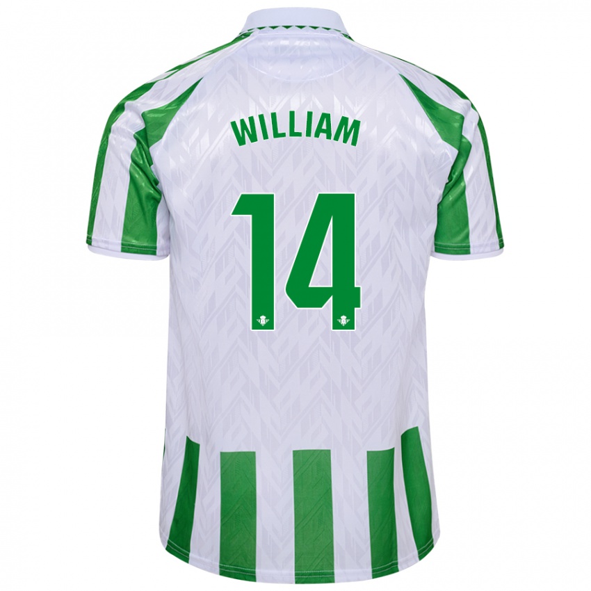 Niño Camiseta William Carvalho #14 Verde Rayas Blancas 1ª Equipación 2024/25 La Camisa Perú