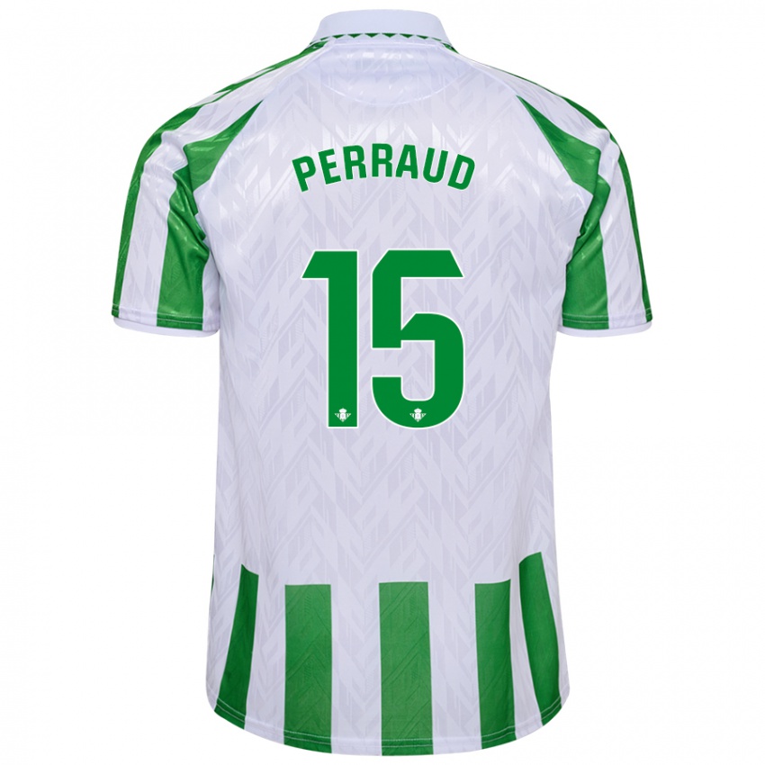 Niño Camiseta Romain Perraud #15 Verde Rayas Blancas 1ª Equipación 2024/25 La Camisa Perú