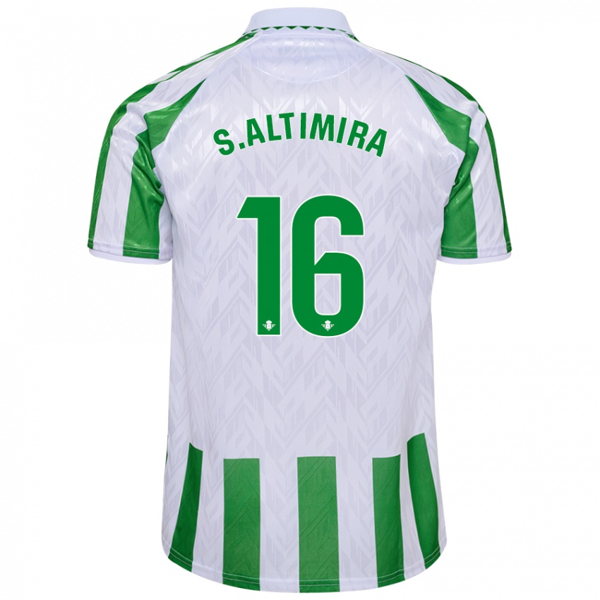 Niño Camiseta Sergi Altimira #16 Verde Rayas Blancas 1ª Equipación 2024/25 La Camisa Perú