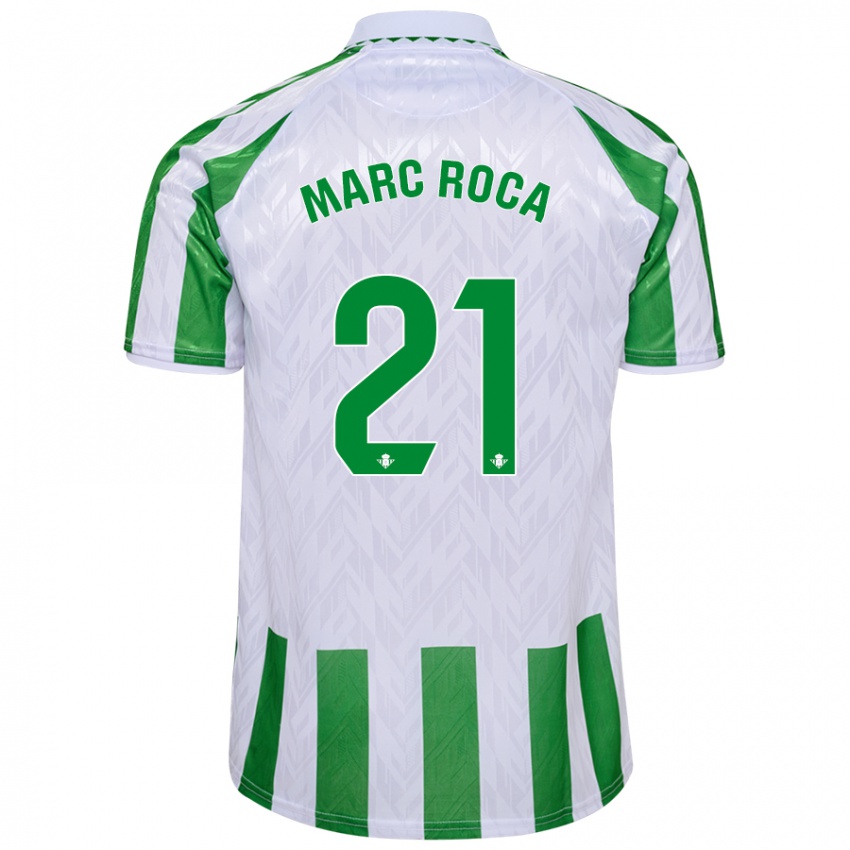 Niño Camiseta Marc Roca #21 Verde Rayas Blancas 1ª Equipación 2024/25 La Camisa Perú