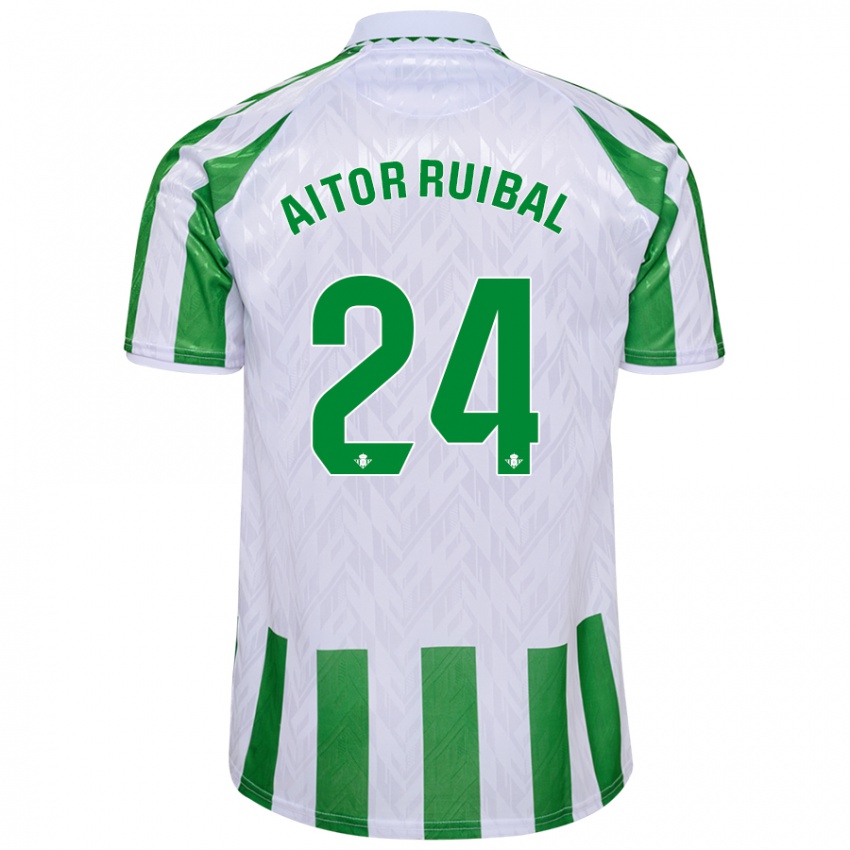 Niño Camiseta Aitor Ruibal #24 Verde Rayas Blancas 1ª Equipación 2024/25 La Camisa Perú