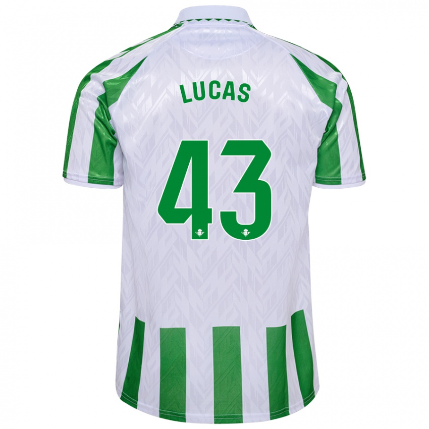 Niño Camiseta Lucas Alcázar #43 Verde Rayas Blancas 1ª Equipación 2024/25 La Camisa Perú