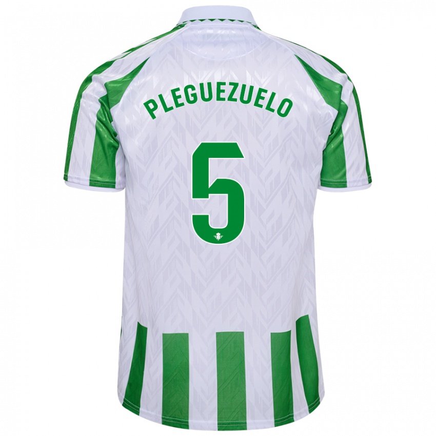 Niño Camiseta Xavi Pleguezuelo #5 Verde Rayas Blancas 1ª Equipación 2024/25 La Camisa Perú