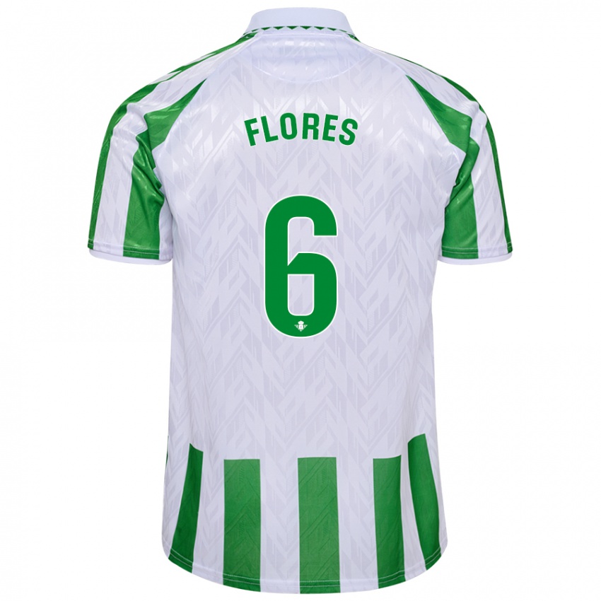 Niño Camiseta Mateo Flores #6 Verde Rayas Blancas 1ª Equipación 2024/25 La Camisa Perú