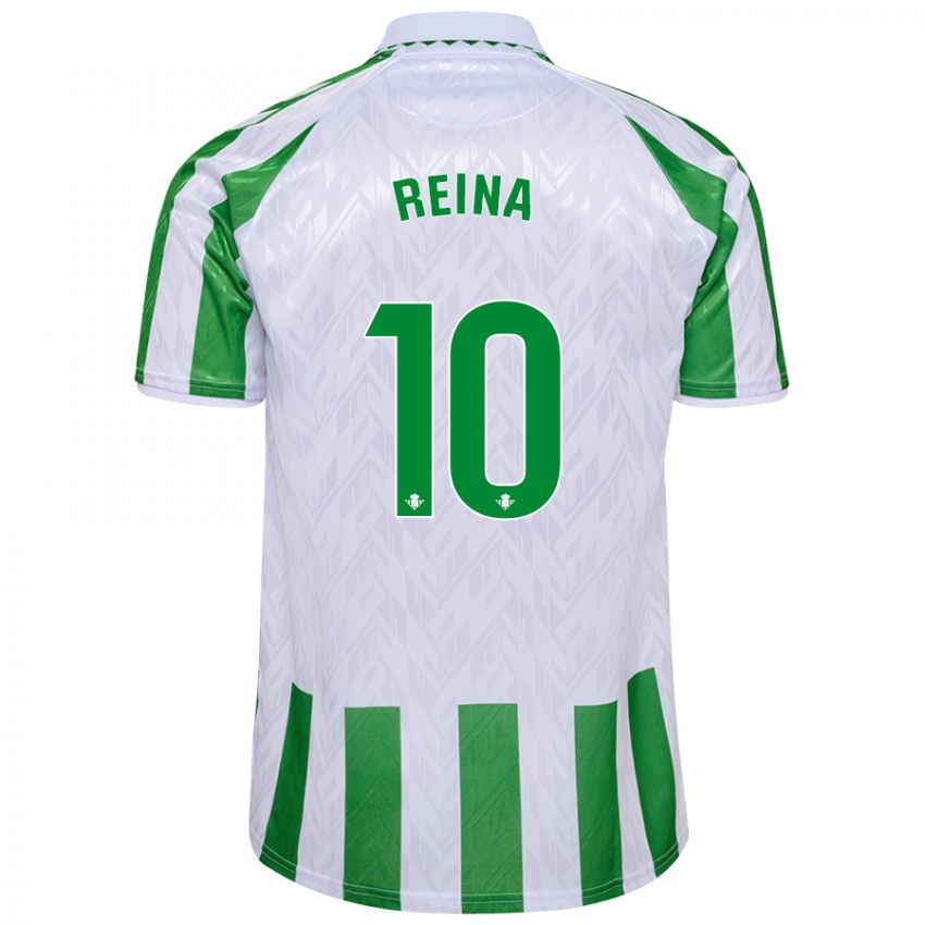 Niño Camiseta Carlos Reina #10 Verde Rayas Blancas 1ª Equipación 2024/25 La Camisa Perú