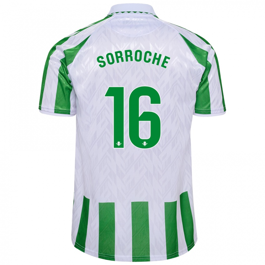 Niño Camiseta Ginés Sorroche #16 Verde Rayas Blancas 1ª Equipación 2024/25 La Camisa Perú