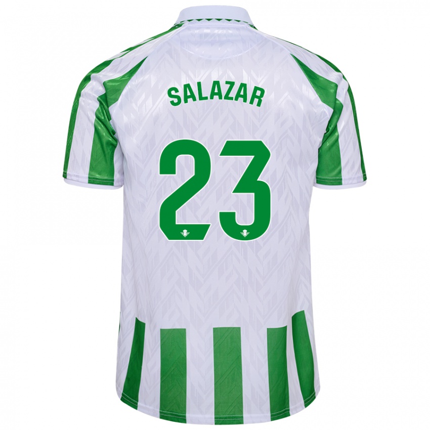 Niño Camiseta Noelia Salazar #23 Verde Rayas Blancas 1ª Equipación 2024/25 La Camisa Perú