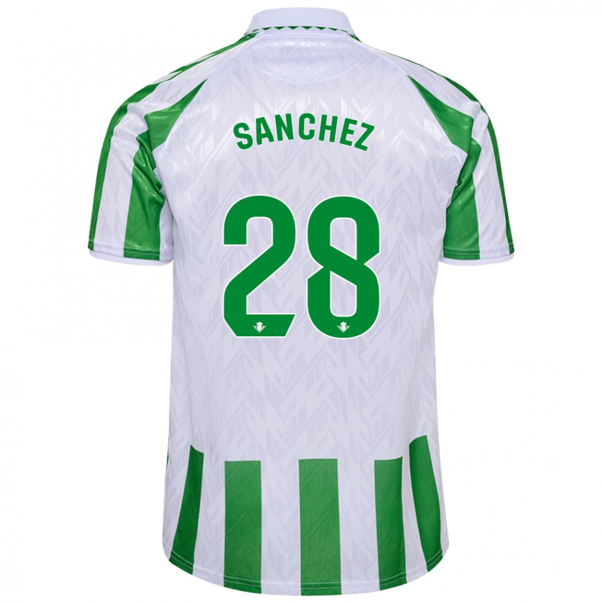 Niño Camiseta Marina Sánchez #28 Verde Rayas Blancas 1ª Equipación 2024/25 La Camisa Perú