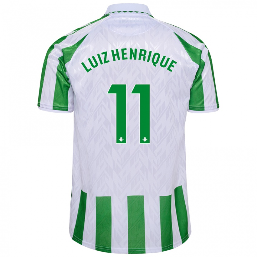 Niño Camiseta Luiz Henrique #11 Verde Rayas Blancas 1ª Equipación 2024/25 La Camisa Perú