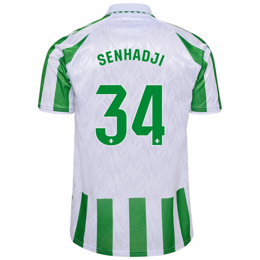 Niño Camiseta Yanis Senhadji #34 Verde Rayas Blancas 1ª Equipación 2024/25 La Camisa Perú