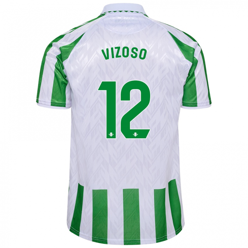 Niño Camiseta Paula Vizoso Prieto #12 Verde Rayas Blancas 1ª Equipación 2024/25 La Camisa Perú