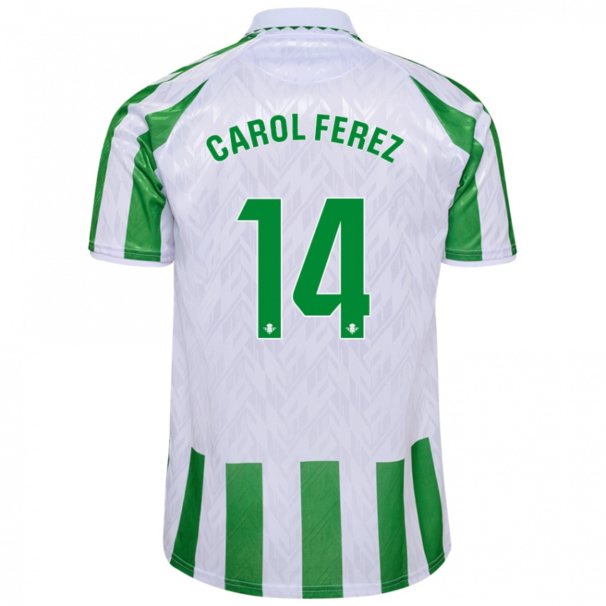 Niño Camiseta Carolina Férez Méndez #14 Verde Rayas Blancas 1ª Equipación 2024/25 La Camisa Perú