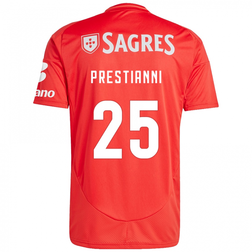 Niño Camiseta Gianluca Prestianni #25 Rojo Blanco 1ª Equipación 2024/25 La Camisa Perú