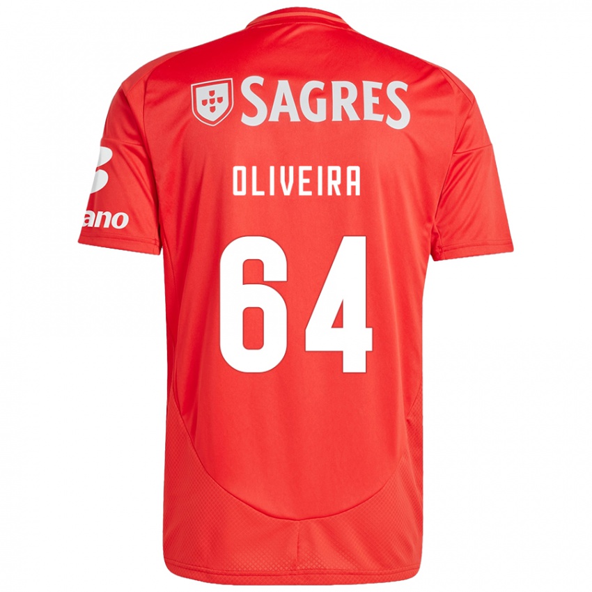 Niño Camiseta Gonçalo Oliveira #64 Rojo Blanco 1ª Equipación 2024/25 La Camisa Perú