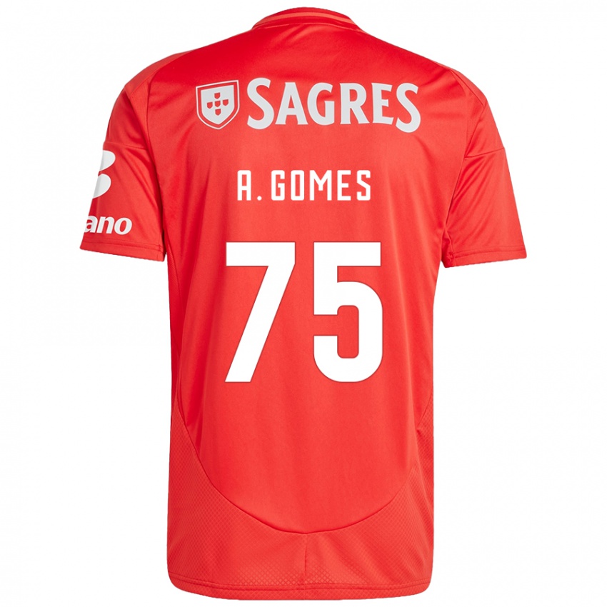 Niño Camiseta André Gomes #75 Rojo Blanco 1ª Equipación 2024/25 La Camisa Perú