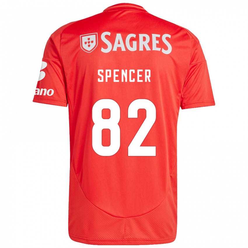 Niño Camiseta Diogo Spencer #82 Rojo Blanco 1ª Equipación 2024/25 La Camisa Perú