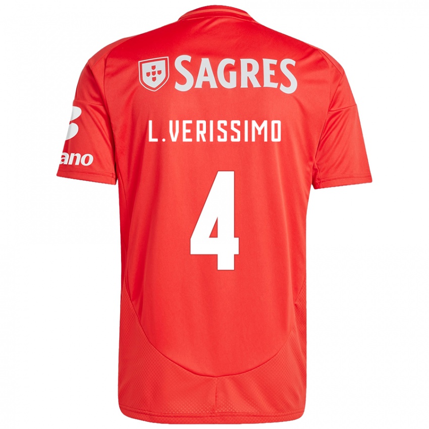 Niño Camiseta Lucas Verissimo #4 Rojo Blanco 1ª Equipación 2024/25 La Camisa Perú