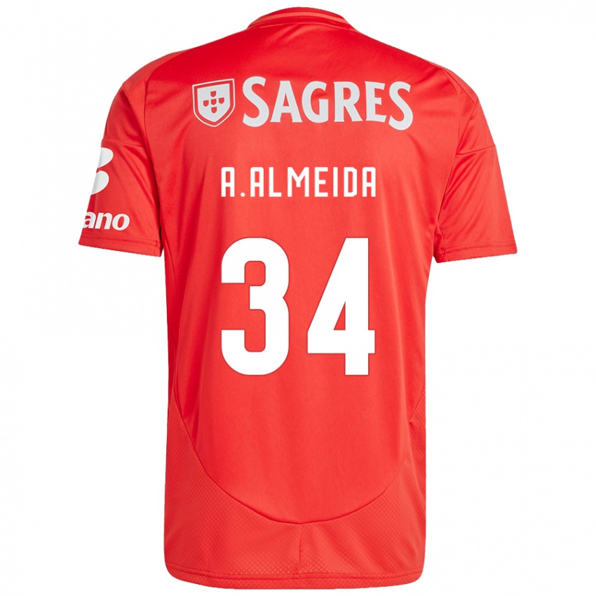 Niño Camiseta Andre Almeida #34 Rojo Blanco 1ª Equipación 2024/25 La Camisa Perú