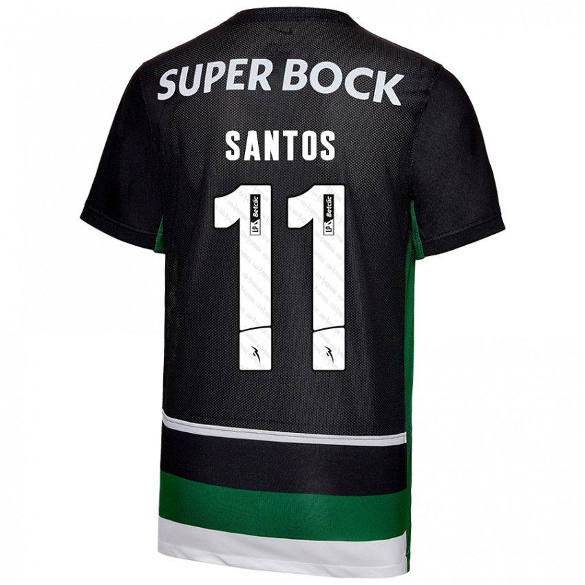 Niño Camiseta Nuno Santos #11 Negro Blanco Verde 1ª Equipación 2024/25 La Camisa Perú