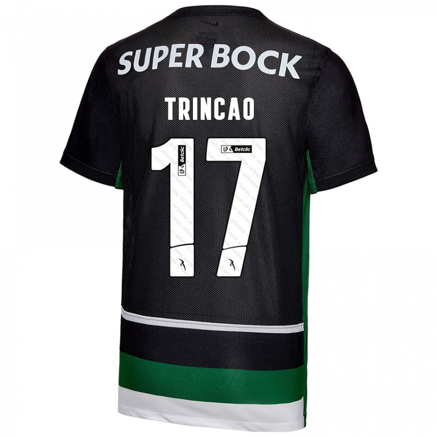 Niño Camiseta Trincão #17 Negro Blanco Verde 1ª Equipación 2024/25 La Camisa Perú