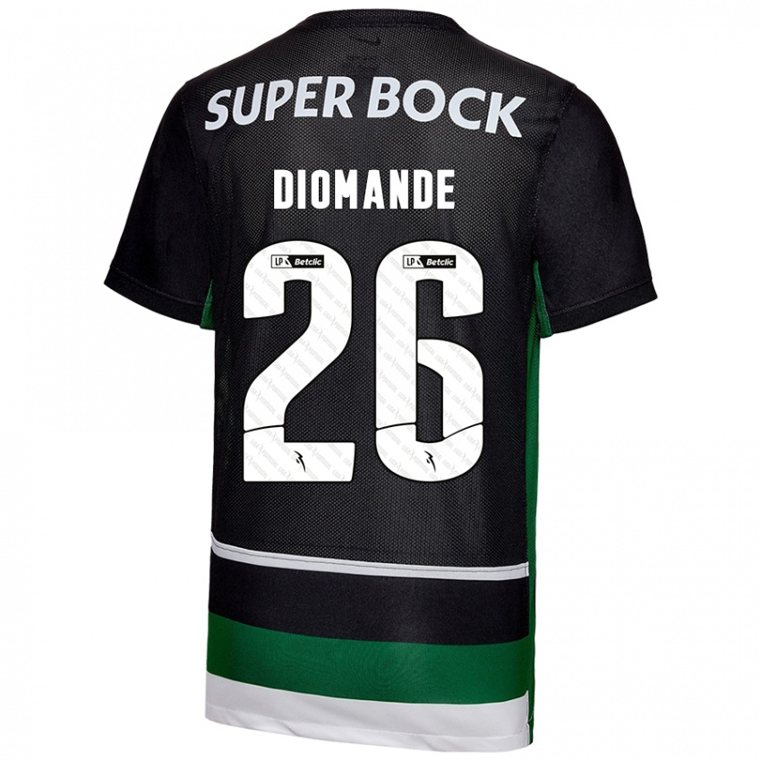 Niño Camiseta Ousmane Diomande #26 Negro Blanco Verde 1ª Equipación 2024/25 La Camisa Perú