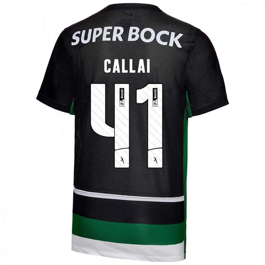 Niño Camiseta Diego Callai #41 Negro Blanco Verde 1ª Equipación 2024/25 La Camisa Perú