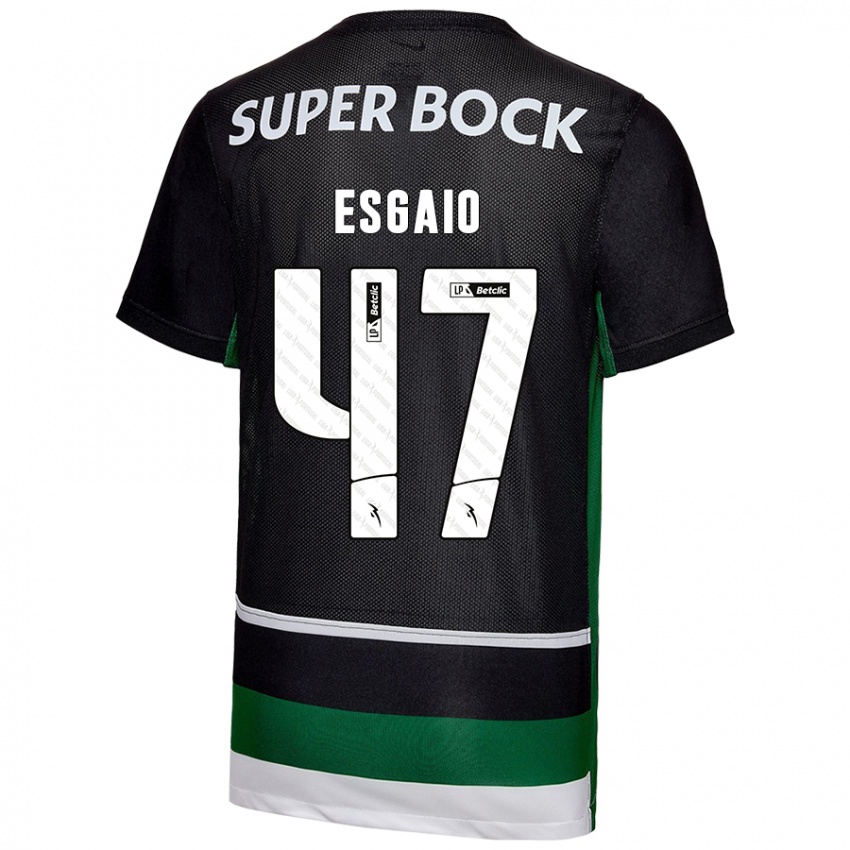 Niño Camiseta Ricardo Esgaio #47 Negro Blanco Verde 1ª Equipación 2024/25 La Camisa Perú