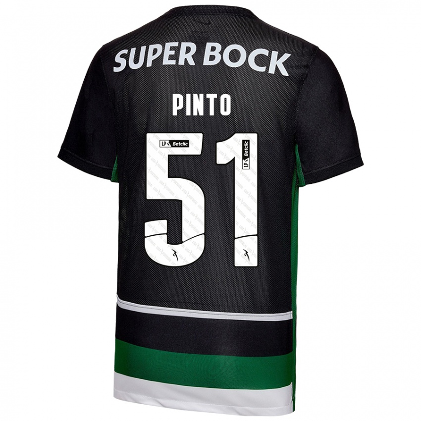 Niño Camiseta Diogo Pinto #51 Negro Blanco Verde 1ª Equipación 2024/25 La Camisa Perú