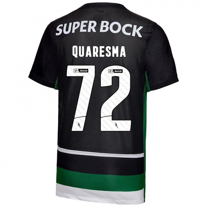 Niño Camiseta Eduardo Quaresma #72 Negro Blanco Verde 1ª Equipación 2024/25 La Camisa Perú