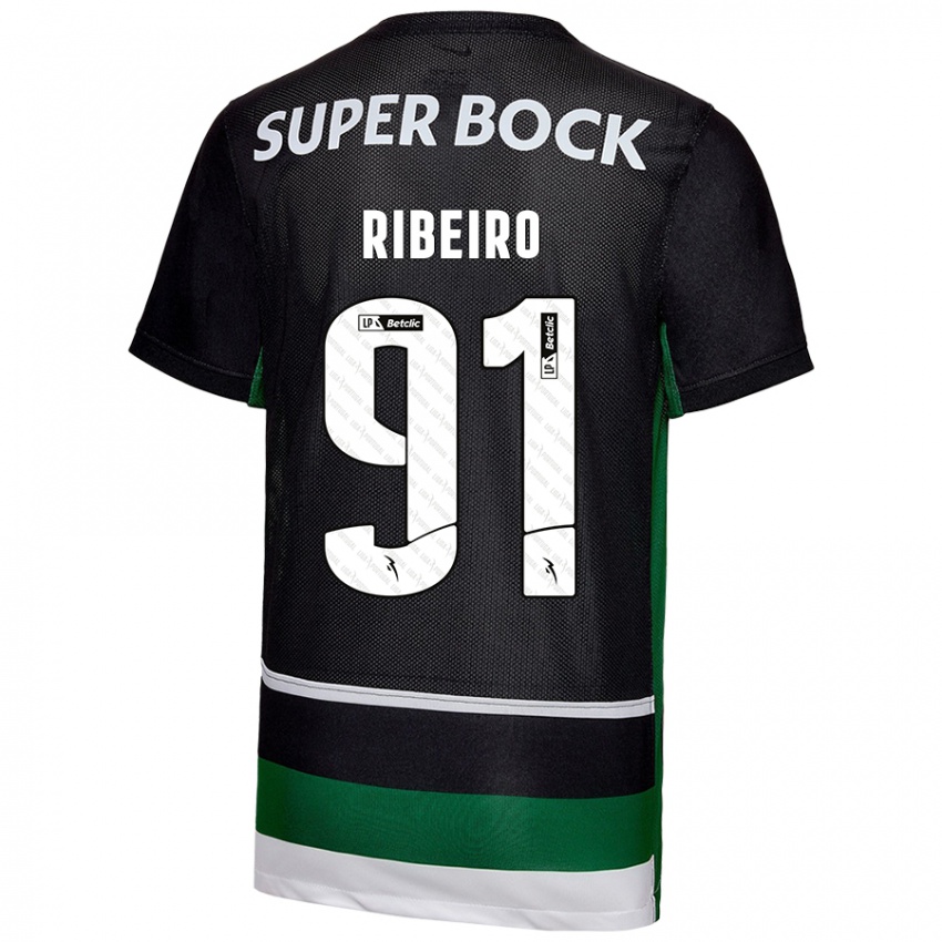 Niño Camiseta Rodrigo Ribeiro #91 Negro Blanco Verde 1ª Equipación 2024/25 La Camisa Perú