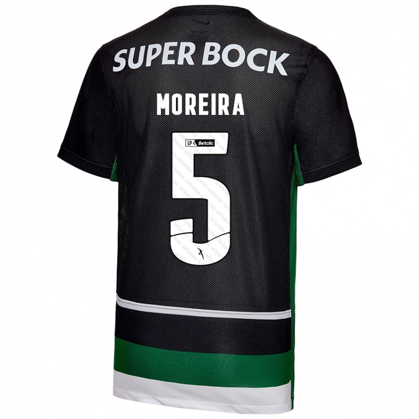 Niño Camiseta David Moreira #5 Negro Blanco Verde 1ª Equipación 2024/25 La Camisa Perú