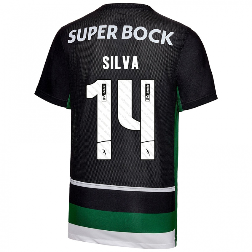 Niño Camiseta Guilherme Silva #14 Negro Blanco Verde 1ª Equipación 2024/25 La Camisa Perú