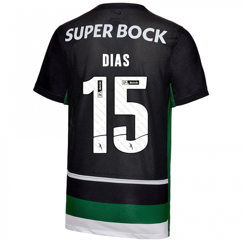 Niño Camiseta Rodrigo Dias #15 Negro Blanco Verde 1ª Equipación 2024/25 La Camisa Perú