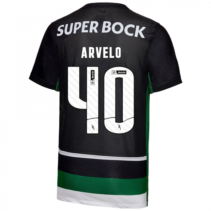 Niño Camiseta Adam Arvelo #40 Negro Blanco Verde 1ª Equipación 2024/25 La Camisa Perú