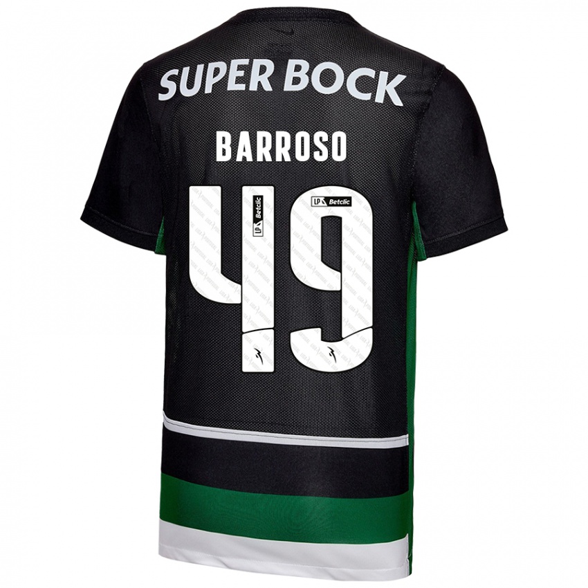 Niño Camiseta Leonardo Barroso #49 Negro Blanco Verde 1ª Equipación 2024/25 La Camisa Perú