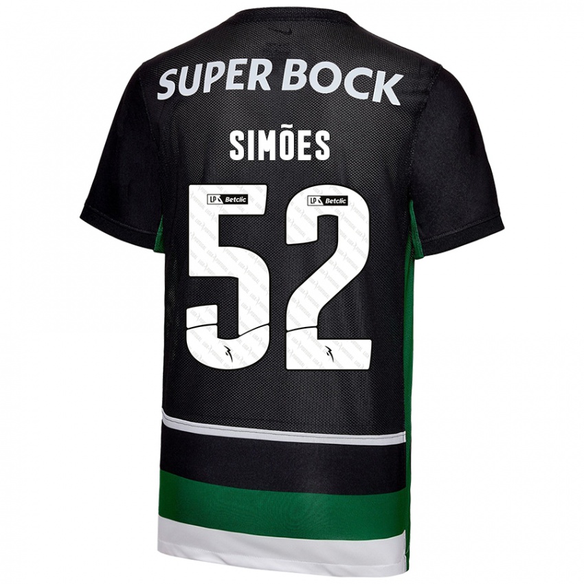 Niño Camiseta João Simões #52 Negro Blanco Verde 1ª Equipación 2024/25 La Camisa Perú