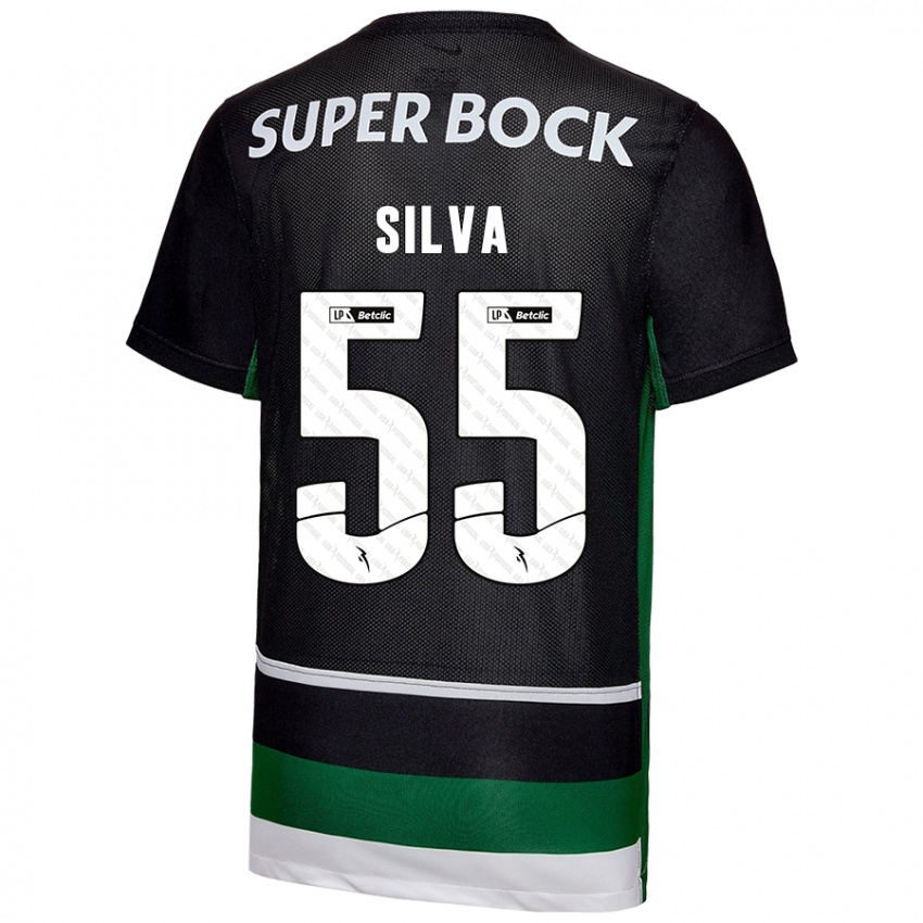 Niño Camiseta José Silva #55 Negro Blanco Verde 1ª Equipación 2024/25 La Camisa Perú