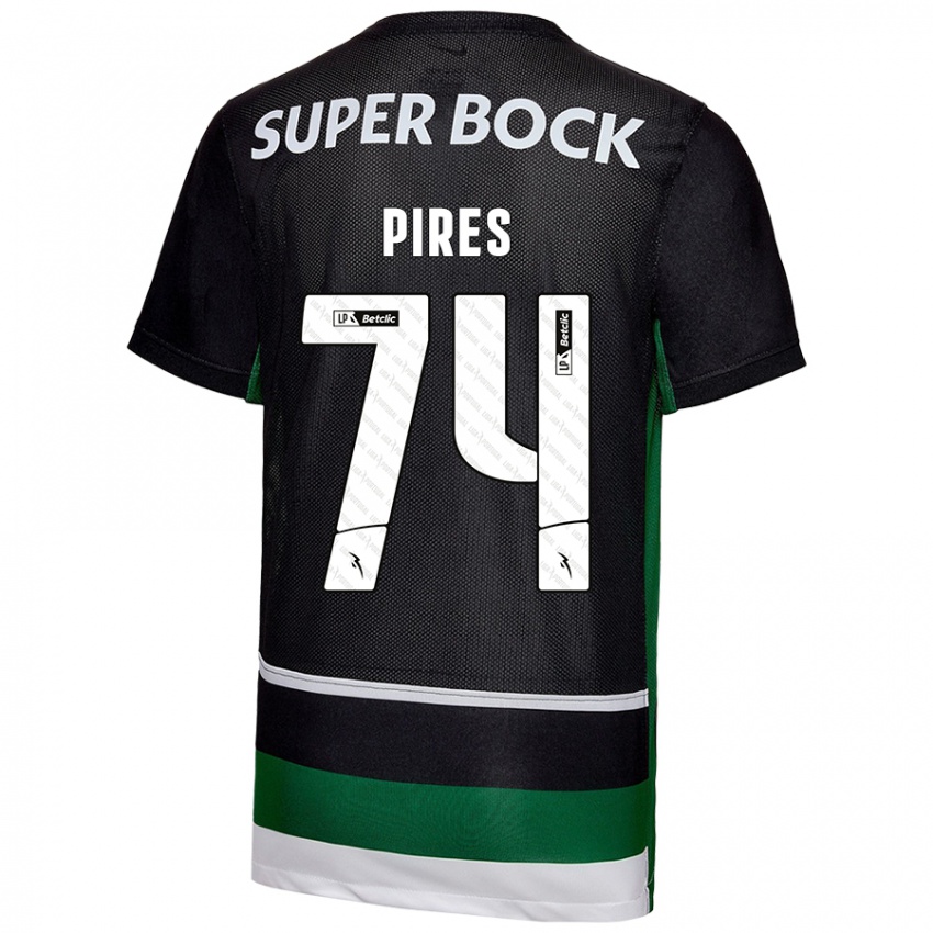 Niño Camiseta Guilherme Pires #74 Negro Blanco Verde 1ª Equipación 2024/25 La Camisa Perú