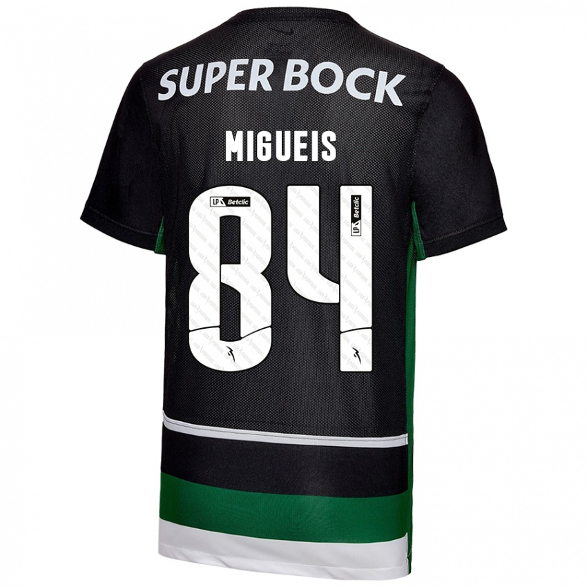 Niño Camiseta Pedro Miguéis #84 Negro Blanco Verde 1ª Equipación 2024/25 La Camisa Perú